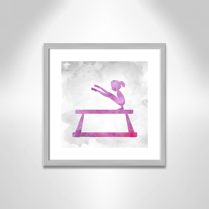 Gymnastique 3, impression sur papier, H 17 po x l 17 po x P 1,19 po, Encadré de boîte argent