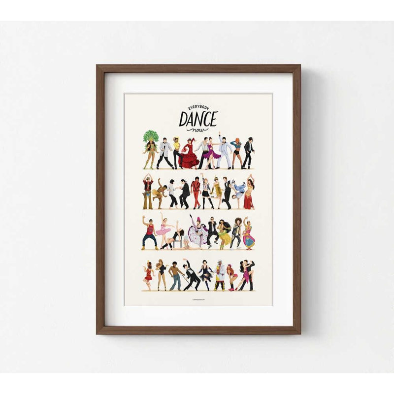 «Everybody Dance Now», reproduction d'art Pop culture colorée, H 16 po x l 12 po, Impression encadrée avec passe-partout