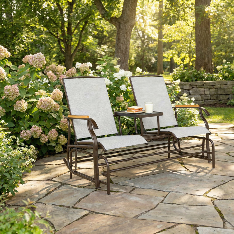 Nordic Style Glider Bench,Outdoor 2-Person Glider Bench