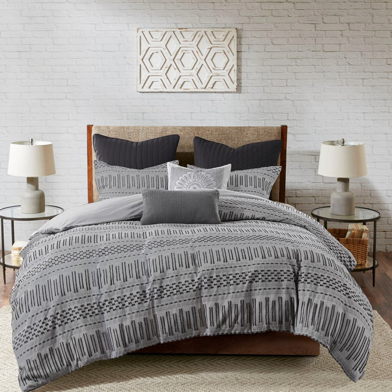 Cotton Comforter - Grey/Black Full/Queen Provides Comfort 100% Bedroom Decor Transforms Space, Grey/Black