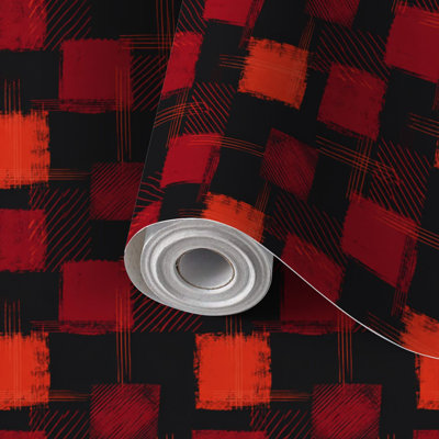 Peel and Stick Wallpaper Contact Paper Red Black Buffalo Plaid Sketchy Self Adhesive and Removable 24in x 118in(60x300cm)