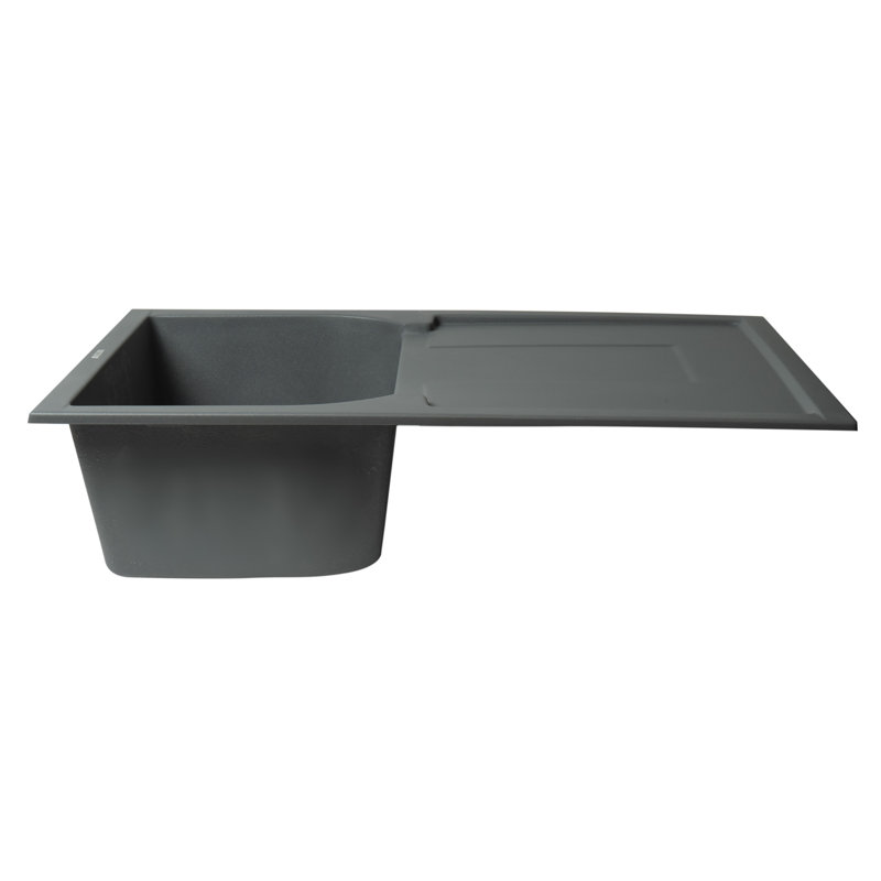 Titanium Gray Granite Single Bowl Kitchen Sink with Drainboard