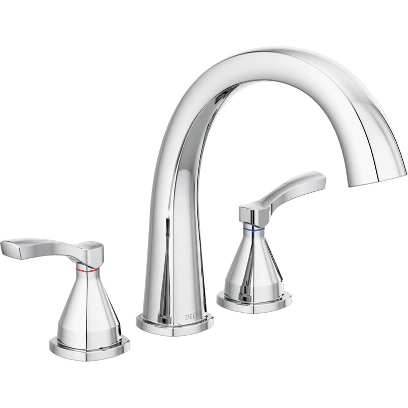 Stryke Double Handle Deck Mounted Roman Tub Faucet Trim, Chrome, Lever Handle, Without Handheld