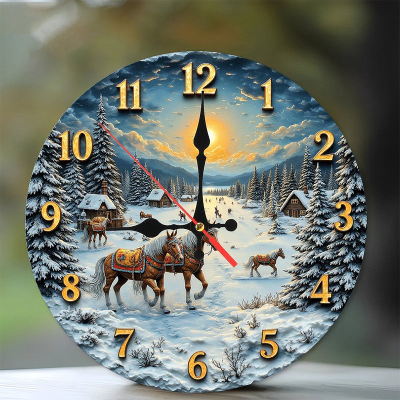 Décoration murale horloge d'hiver