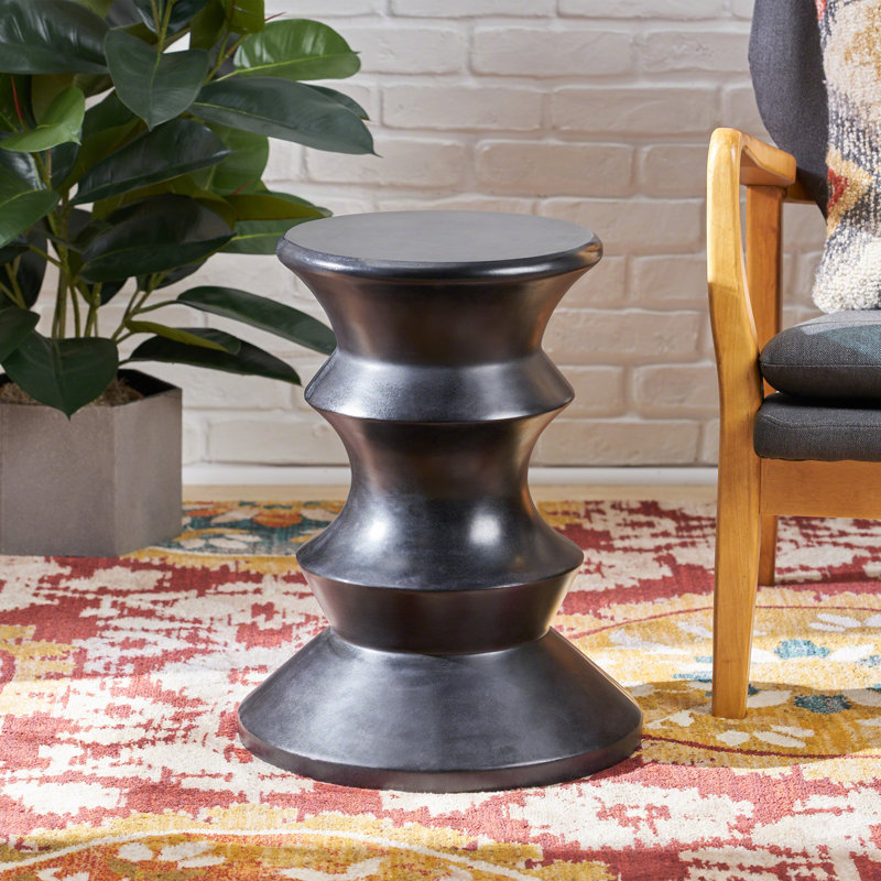 Concrete Top End Table, Black