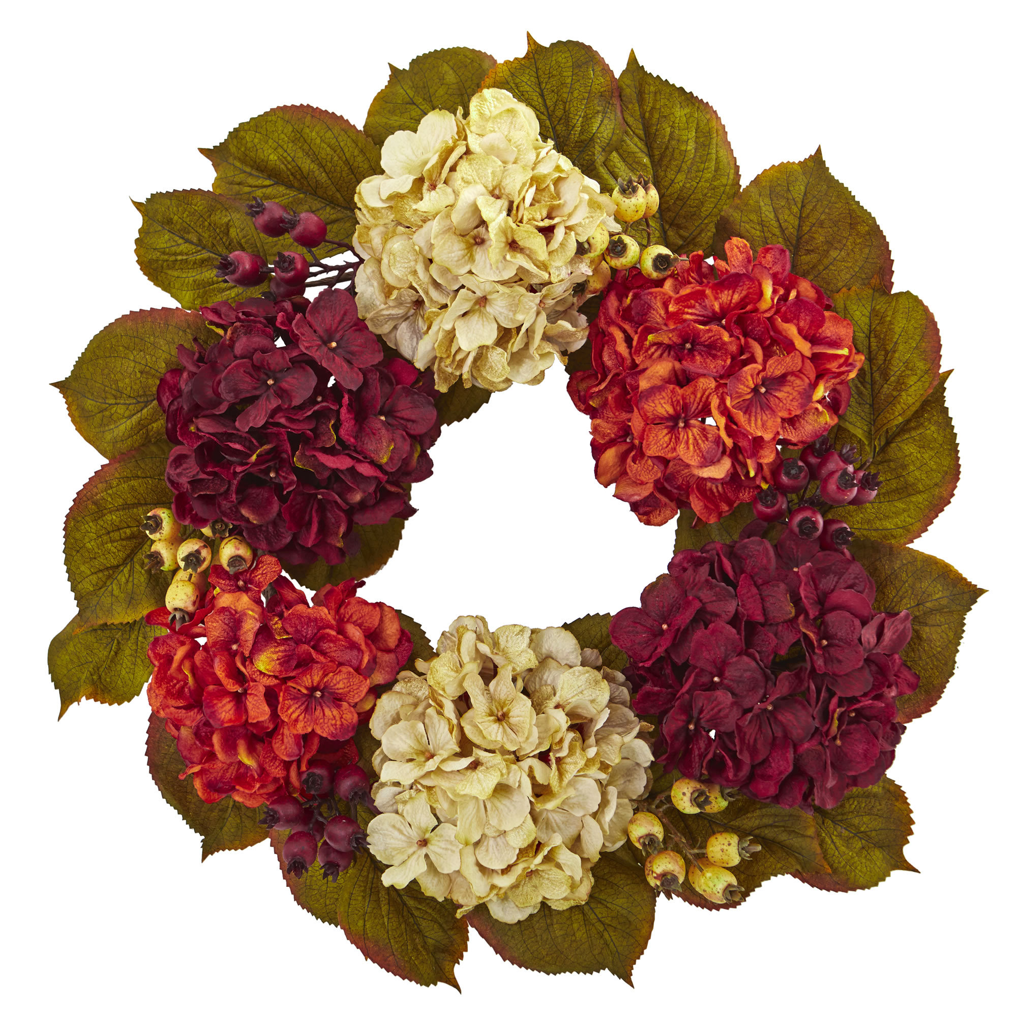 Charlton Home® Hydrangea Berry Artificial 20" Polyester Wreath | Wayfair