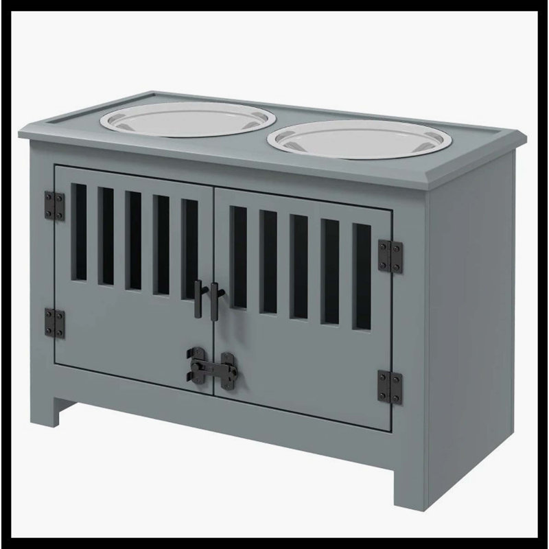 Station d'alimentation pour chien, armoire de rangement pour nourriture pour chien, Gris