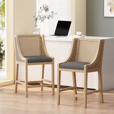 Lonny Upholstered Counter Stool with Solid Wood Frame