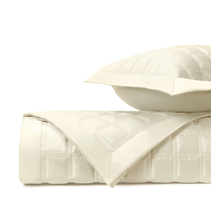 Athens 100% Cotton Sateen Coverlet, King Coverlet, Ivory