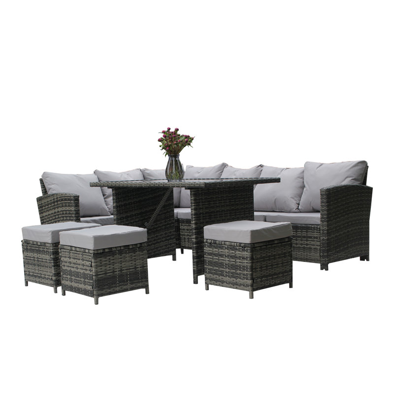 Sabinal Patio Dining Set Table, with Cushions Included