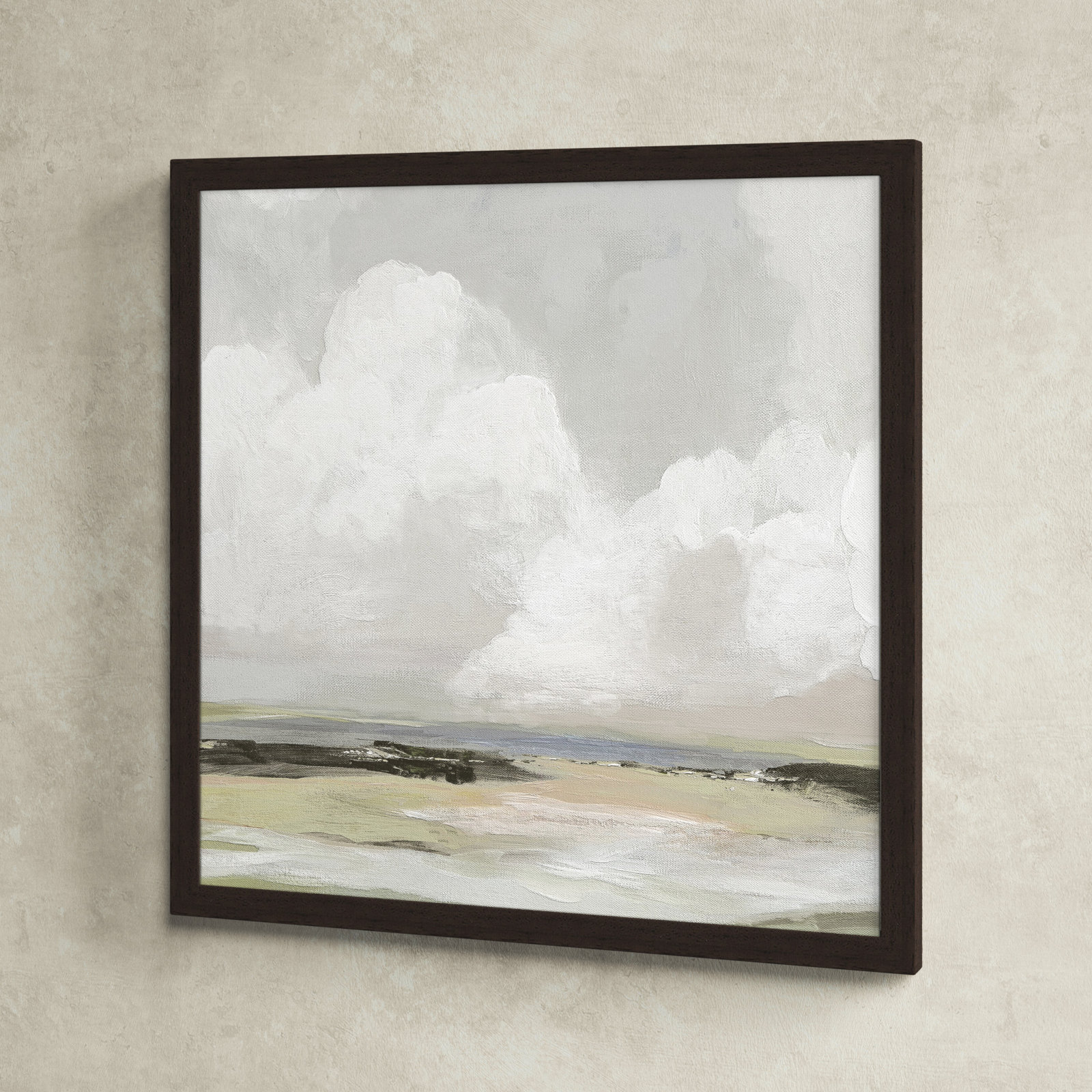 Weatherhill "Soft Clouds" Painting, 28.5" H x 28.5" W x 1.12" D, Walnut Framed