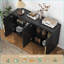 Buffet Buffet moderne à cannelures avec tablettes réglables Grand rangement | Fabrication en panneau de fibres à densité moyenne | Bois d'ingénierie durable