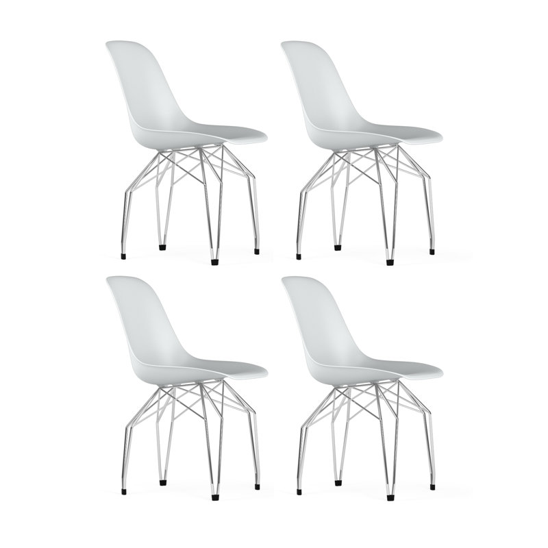 Ensemble de 4 chaises V9 Diamond, Blanc/chrome