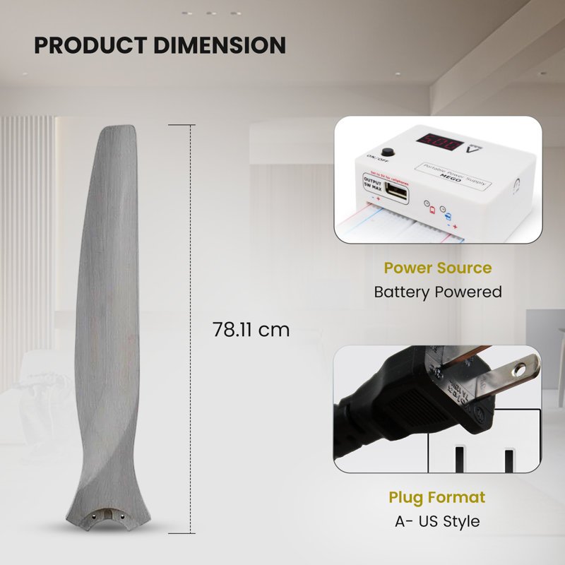 Élégance en mouvement: pales de ventilateur en bois sculpté blanc de 30 po Fanimation Spitfire (ensemble de 3)