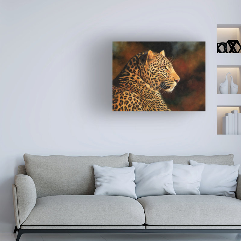 David Stribbling Leopard Looking Right Canvas Art, 14" H x 19" W