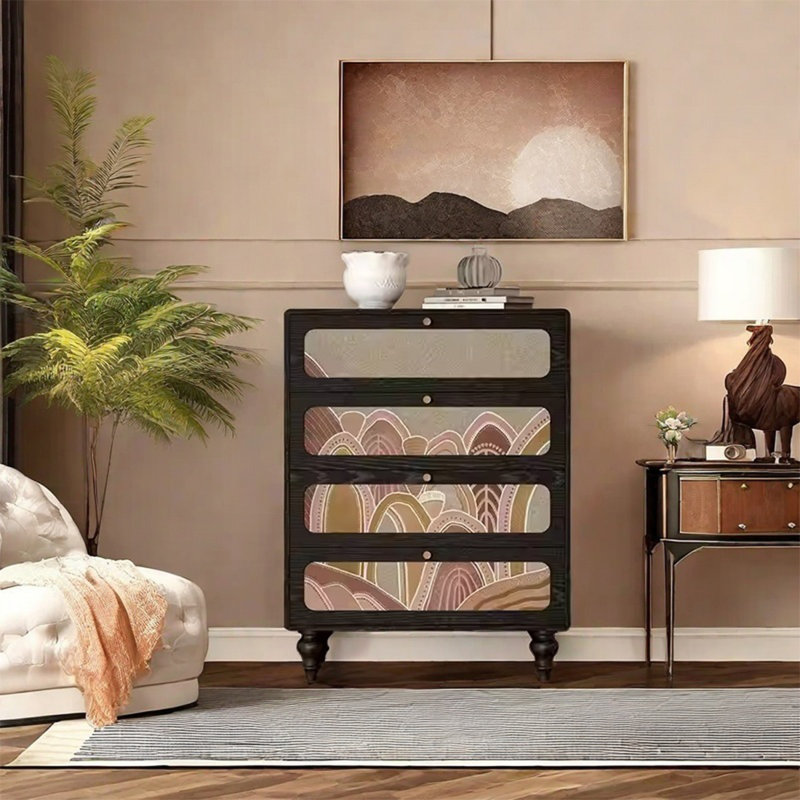 Ash Wood Frame 4-Drawer Storage Cabinet