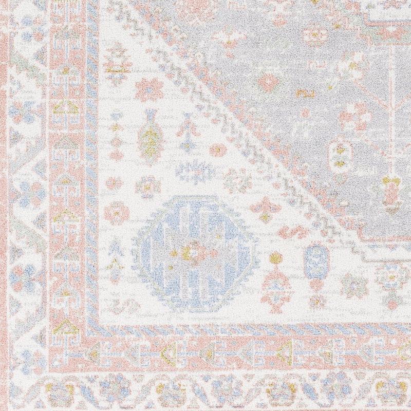 Benfield Machine Washable  Rose Area Rug, Rectangle 6'7" x 9'