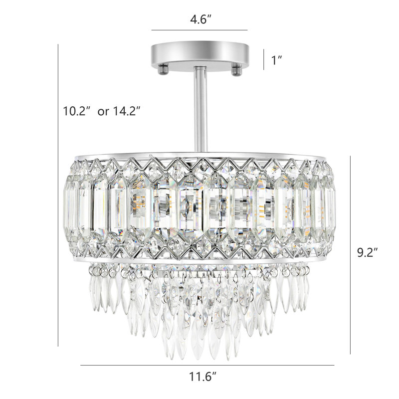 Lustre encastré en cristal 3 lumières Everby, Chrome chrome