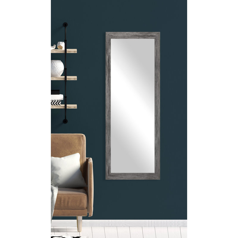 Hruby Engineered Wood Flat Wall Mirror, 21" H x 60" W, Gray
