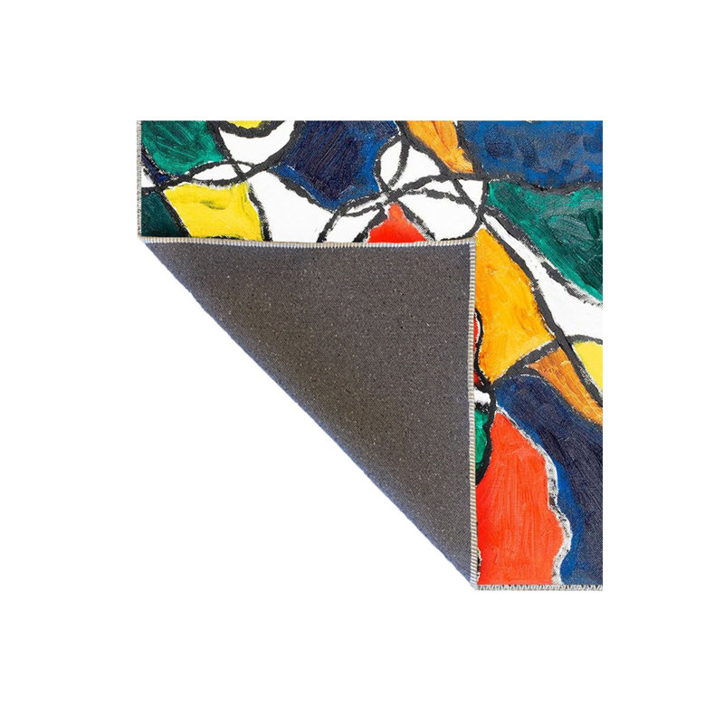Tapis décoratif multicolore à motif abstrait de formes tissées et lavable à la machine