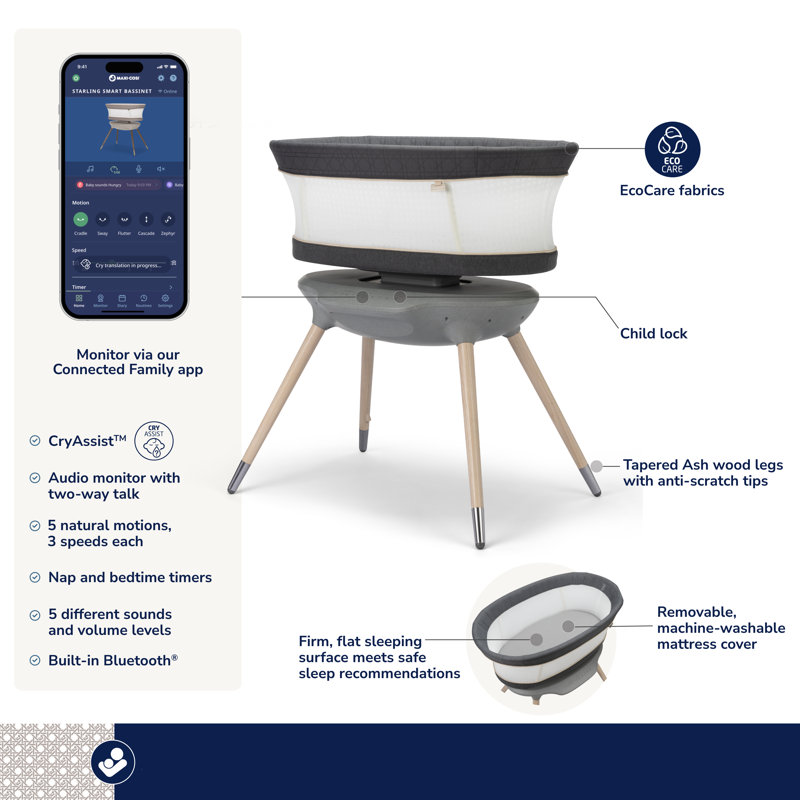 Maxi-Cosi Starling Smart Bassinet, Onyx Heritage