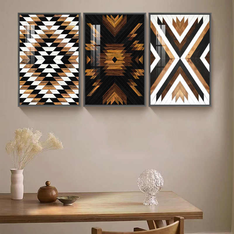 Ensemble de 3 impressions sur toile encadrées, Cadre noir, L 17 po x H 37 po