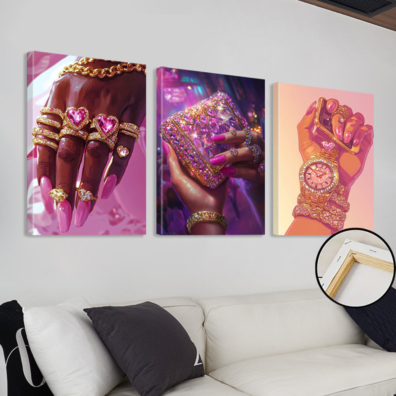 Impression sur toile abstraite vibrante à la main 3 pièces pour une maison élégante, 24 * 16 pouces 3 pièces