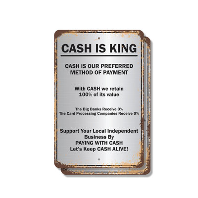 «Cash Is King» Mode de paiement préféré (paquet de 2) 8 po x 12 po