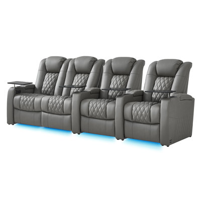 Power Zero Gravity Top Grain Leather Home Theater Recliner Seating