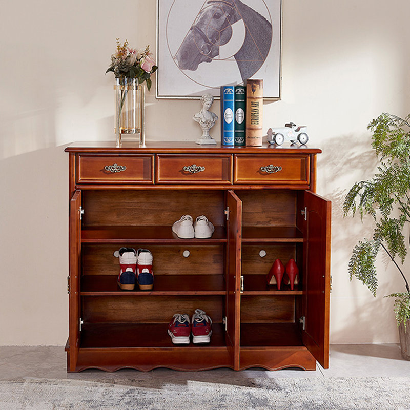 Armoire de rangement pour chaussures en bois massif 18 paires