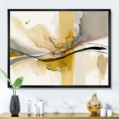 Touché par jaune moutarde et gris ultime IV - Abstrait, encres liquides