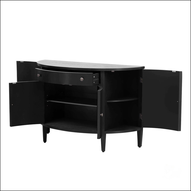 Curved Design Storage Cabinet,Console Table,Sofa Table,Entry Table, Black