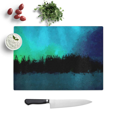 Tempered Glass The Northern Lights in Iceland in Abstract Chopping Board