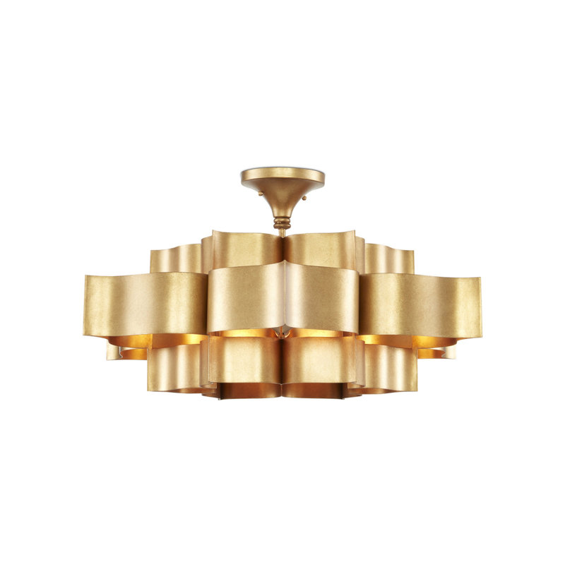 Grand Lotus 6 - Light Chandelier, Antique Gold Leaf