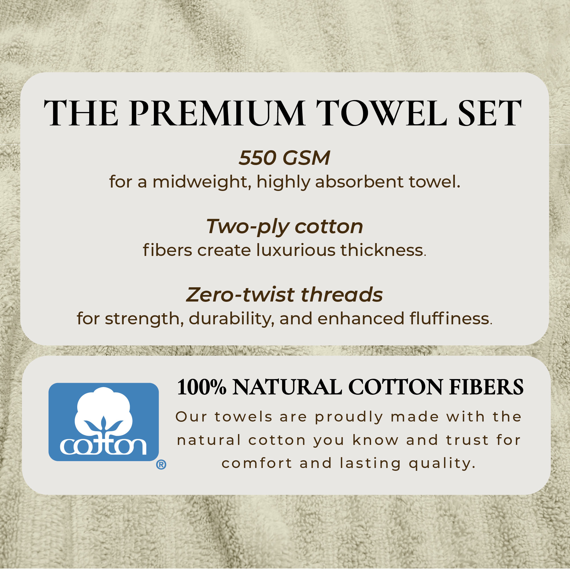 100% Zero-Twist Cotton Ribbed Hand Towels (Set of 6), Sage Green, Hand Towels - 6 Pack