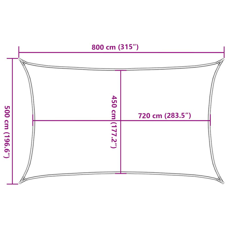 5m x 8m Rectangle Shade Sail, Orange