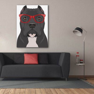 «Pitbull Porter des lunettes de hipster 2» par Furbaby Affiliates, art mural sur toile