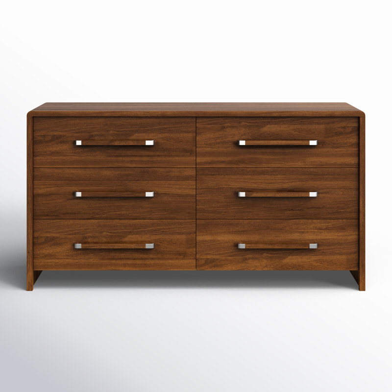 Ini 66" W Kiln-Dried 6-Drawer Dresser with Dovetail Drawers