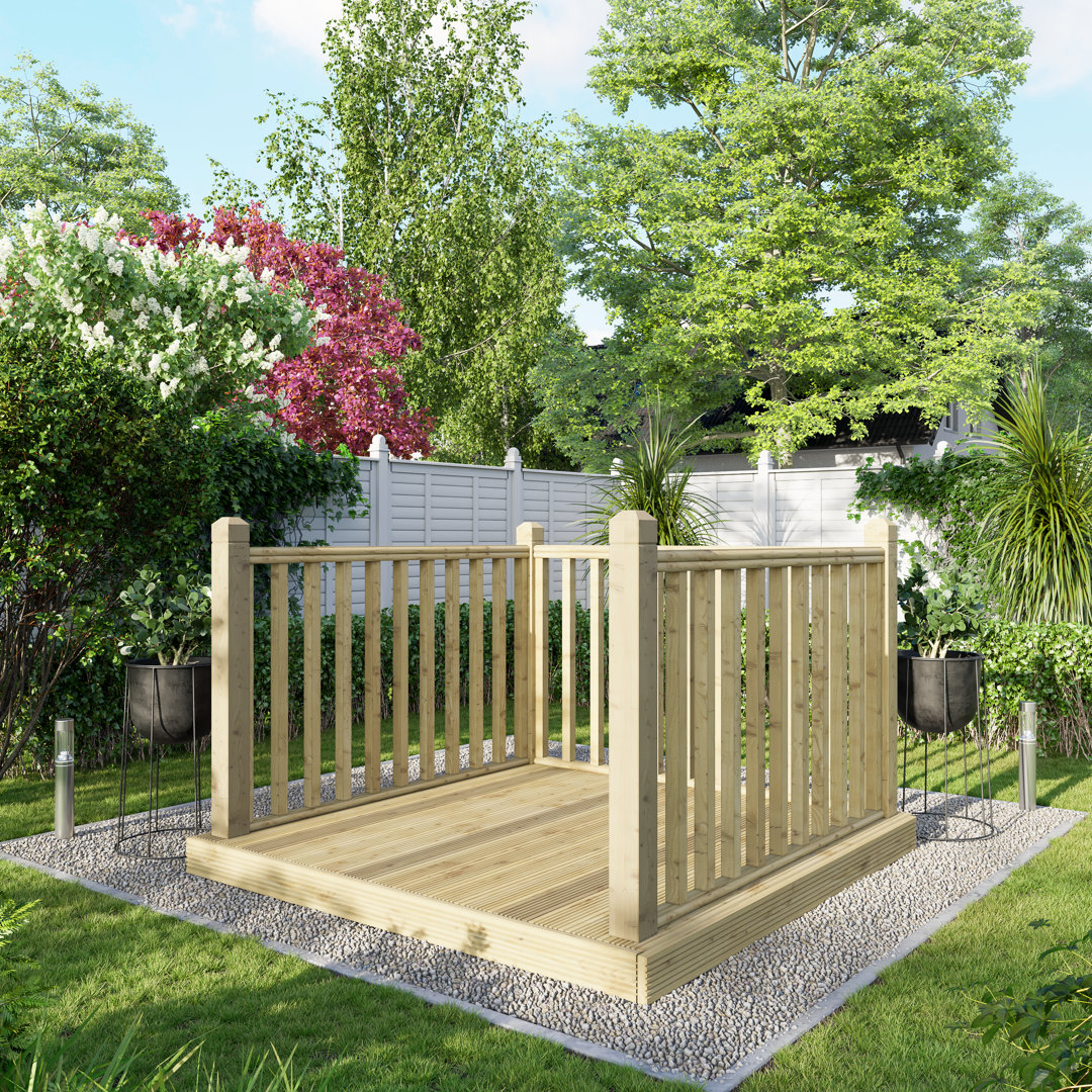 Powersheds Timber Pressure Treated Decking Kit - Handrails on Three Sides
