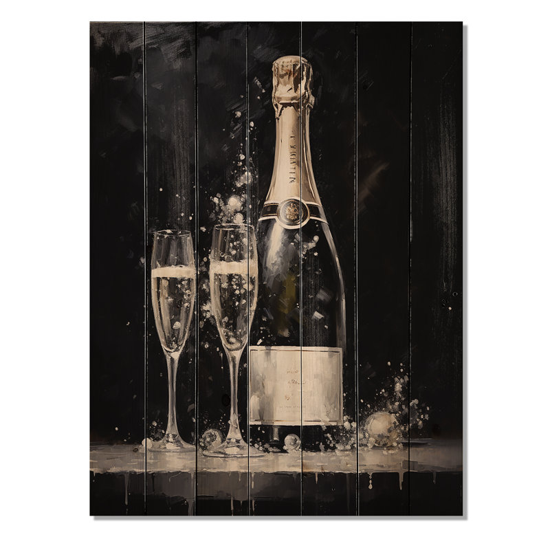 «Cuves Sparkling Champagne», art mural en bois sur bois de pin naturel, H 32 po x l 24 po
