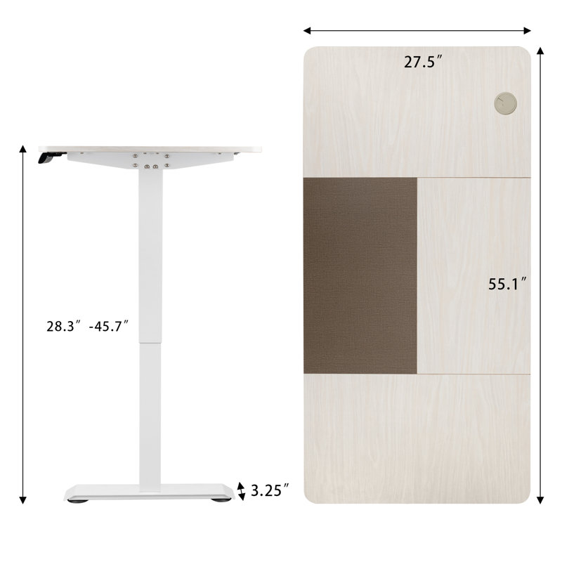 55" X 28" Electric Height Adjustable Standing Desk, White