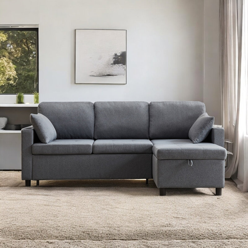 Gercilus 3 Seater Sofa Bed, Grey