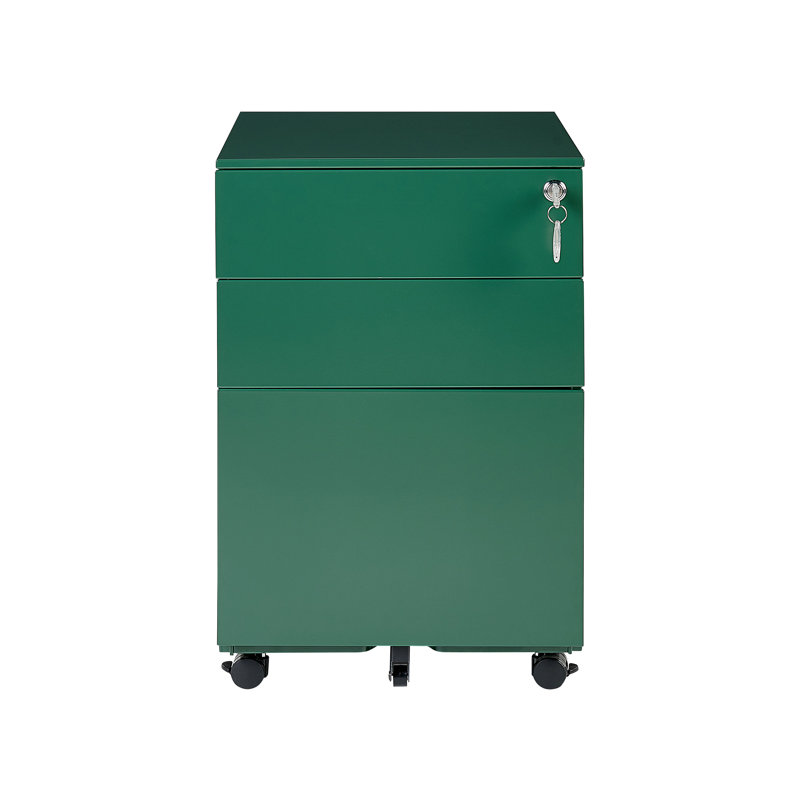 Lakeithia 39cm Wide 3 -Drawer Mobile Steel File Cabinet, Green