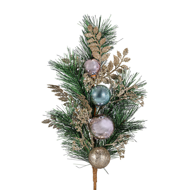 Artificial Pine Stem With Ornaments, 24"H