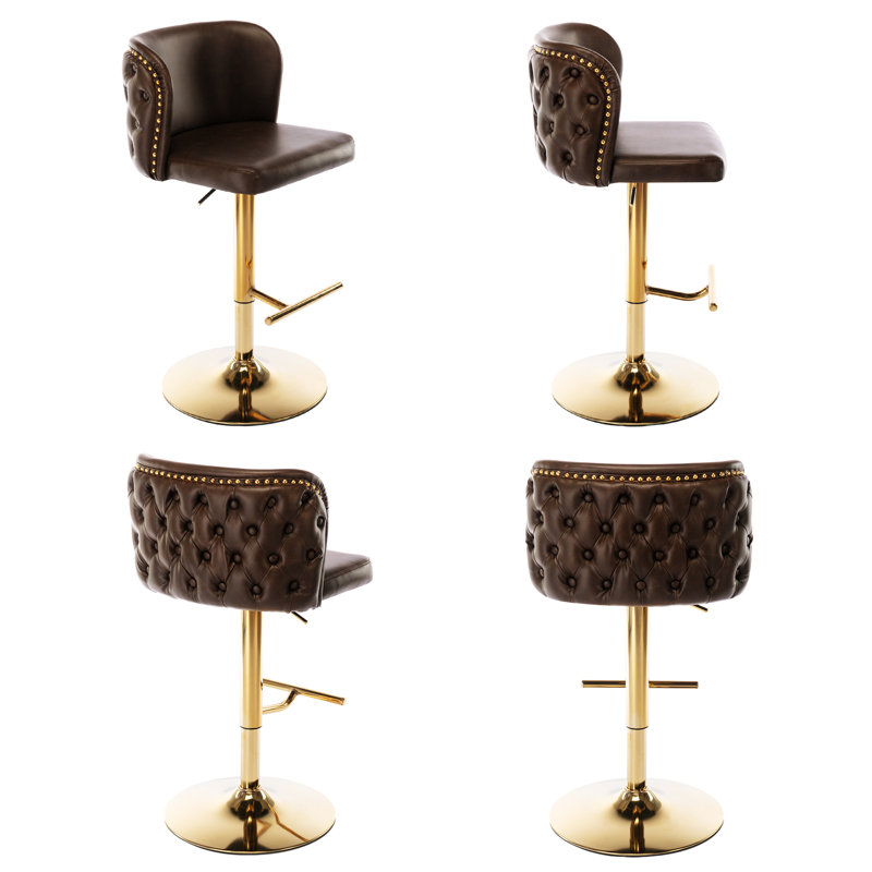 Ensemble de 4 tabourets de bar Modern, Brun clair / or