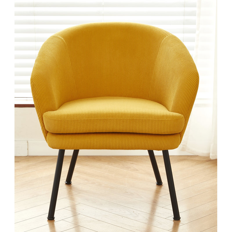 30.12'' Height corduroy armchair, Yellow Corduroy