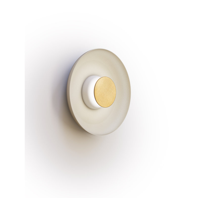 Totem Sconce Metal, 12" H x 12" W x 12" D, White/Brass