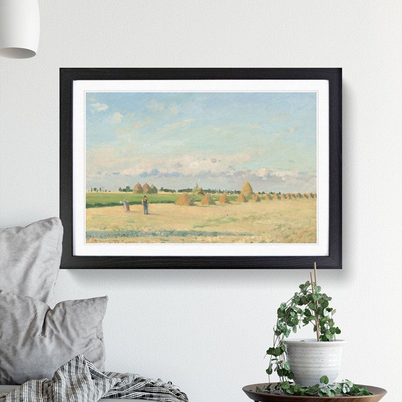 Landscape in France by Camille Pissarro - Picture Frame Painting, Black Framed, 27cm H x 36cm W x 2cm D