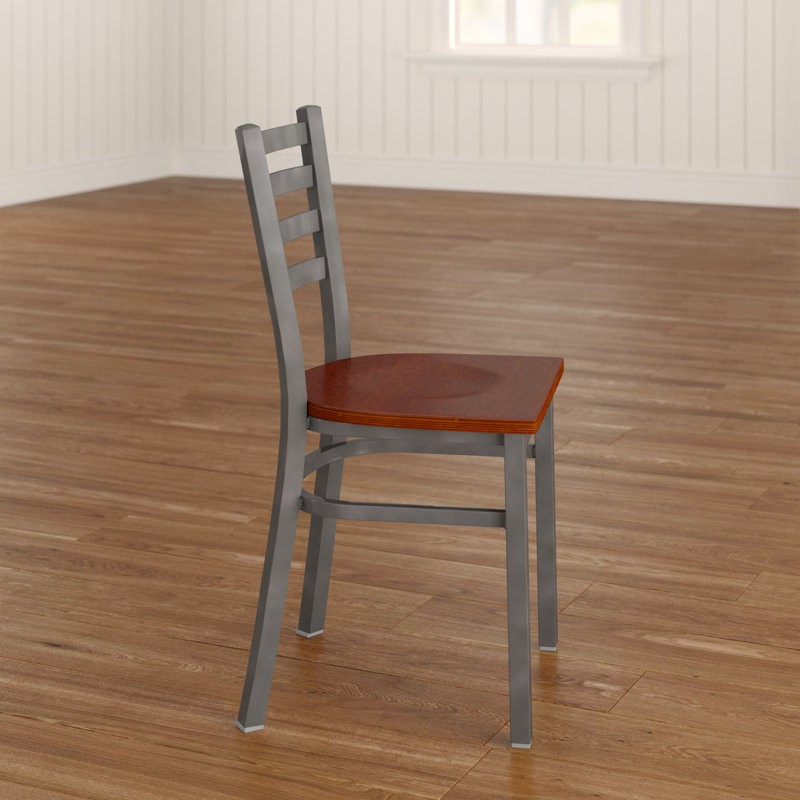 Kendall Clear Coated Ladder Back Metal Restaurant Chair, Cherry, Clear Coat