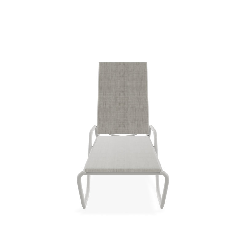 Outdoor Rust-Resistant Metal Chaise Lounge, Textured Snow, Smoke